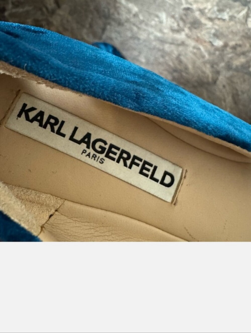 Karl Lagerfeld Teal Velvet Embellished Flats Size 38 - Picture 2 of 2